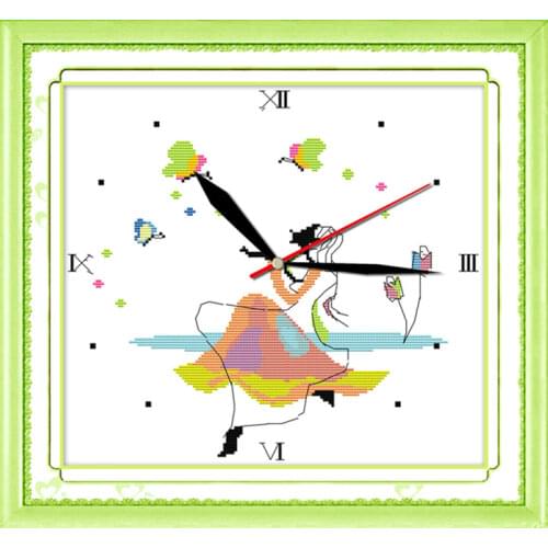 Abstractionism(clock) cross stitch kit 14ct 11ct count print canvas wall clock stitching embroidery DIY handmade needlework