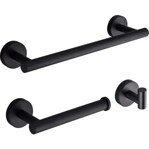 Bathroom Set Accessories Towel Hoder Stainless Steel Bathroom Hardware Set Toilet Roll Paper Holder Matte Black Robe Hook