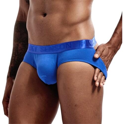 Brand Men Bright Soft Jockstrap Underwear G-Strings & Thongs Sexy Gay Penis Pouch Bikini Buttocks Hollow Thong Men Underwear