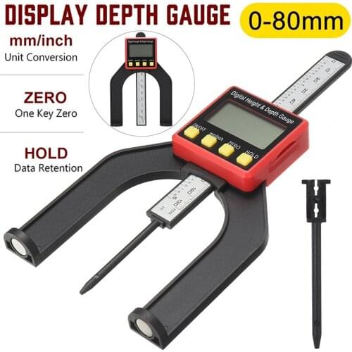 Woodworking Altimeter Ruler Caliper LCD Digital Height Depth Gauge 80mm Measuring Tool With Magnetic Feet