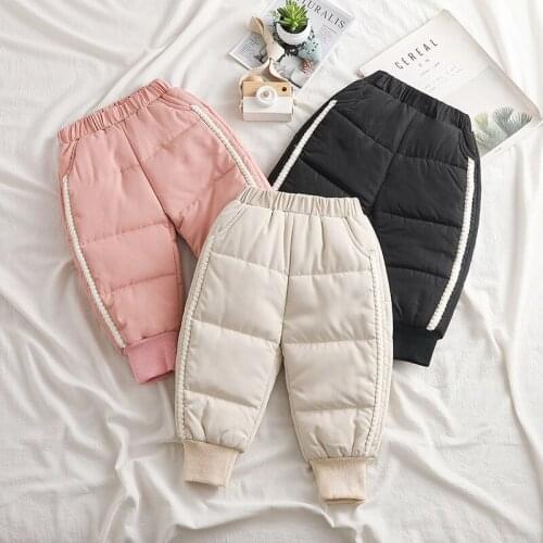 1 2 3 4 5 Toddler Kids Warm Down Pants Winter Fashion Boys Thicken Trousers Cotton Pants for Girls New Arrival Baby Warm Pants