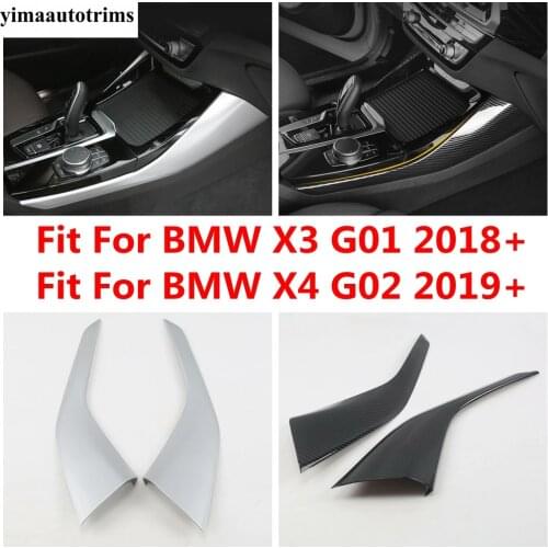 For BMW X3 G01 2018 - 2021 X4 G02 2019 -2021 Wood Grain / Carbon Fiber Interior Center Console Gear Panel Frame Strip Cover Trim