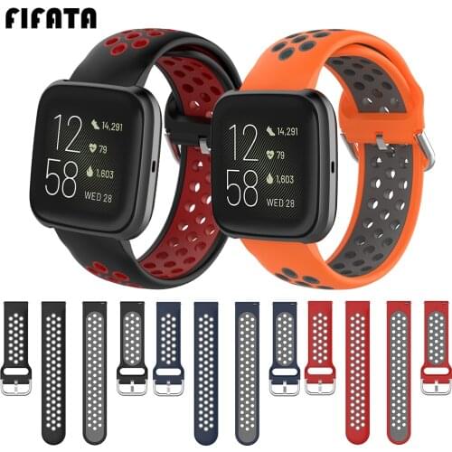 FIFATA 23MM Double Color Soft Silicone Watch Strap For Fitbit Versa/Versa 2/Versa Lite Smart Watch Replacement Versa 2 Wristband
