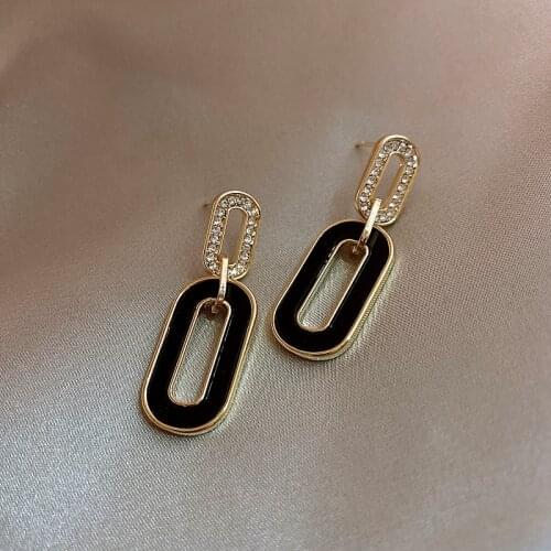 Exquisite Geometric Square Chain Earrings All-matching Personality Simple Mosaic Semi-precious Stones Eardrop Woman Bijoux