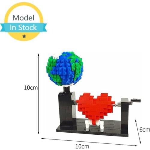 MOC Make The Love Robot Earth Move Building Block Show Love Red Heart Display Assemble Brick Mens and Girls' Collection Gift