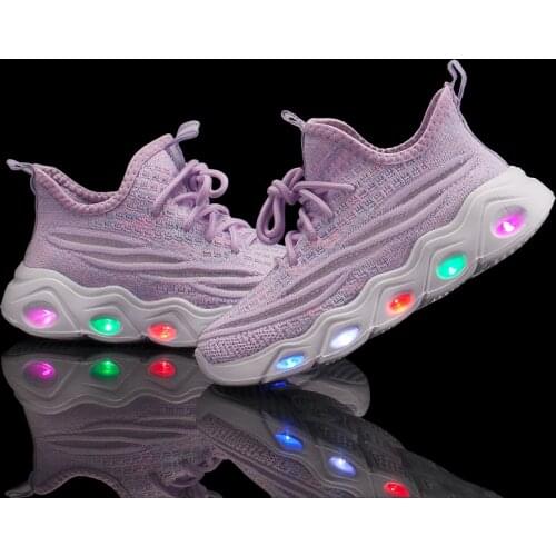 Summer Kids Sneakers Children Baby Girl Mesh Breathable LED Luminous Shoes Outdoor Sport Running Anti-Slip Infantile Light Shoes