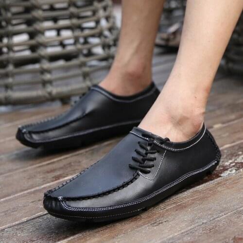 38~47 Comfortable Men Genuine Leather Handmade Casual Shoes Loafers Mens Moccasins Brand Driving Italian Designer Luxury Shoes