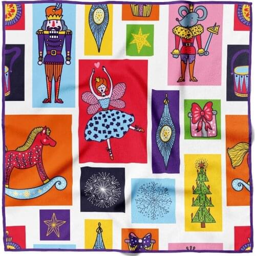 Fashion Colorful Comics Patterned Bandana Unisex Scarf Headscarf Wrist Wrap Magic Square Kerchief Print Hair Accessories