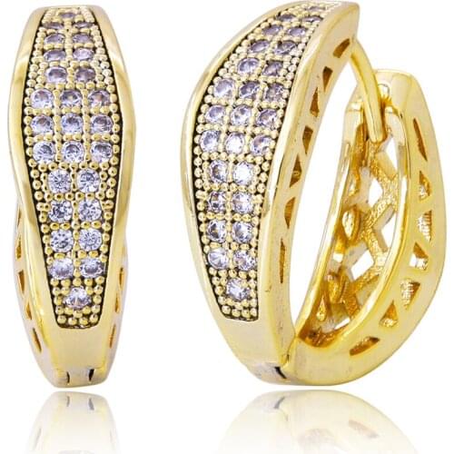 Fashion Zircon Stone Earrings Circle Crystal Gold Silver Color Hoop Earrings For Women Girl Fashion Jewelry Accessories Gift