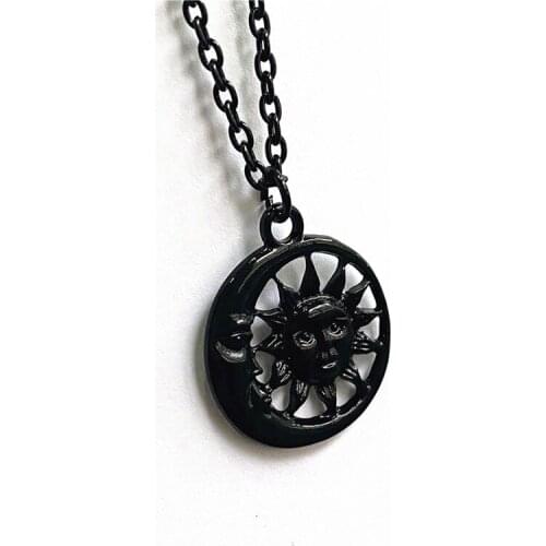 Fashion Charm Sun And Moon Pendant Best Friend Black Necklace Retro Boho Style Tibetan Silver Color Jewelry Fit Couple Gifts