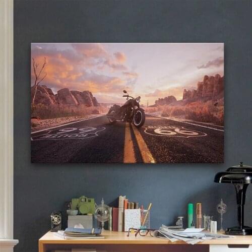 Route 66 And Motor Bike Motorcycle Cross Stitch Kits 5D DIY Diamond Painting Crystal Art Mosaic Rhinestone Embroidery Home Decor