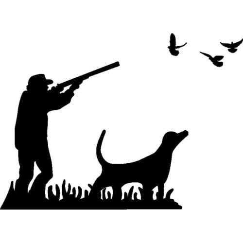 16.6cm*12cm Funny Dove Hunting With Dog Vinyl Car-styling Decal Car Sticker S6-3301