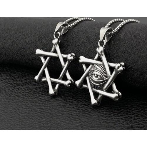 New Titanium Steel Pendant Six-pointed Star Necklace Pendant Male Hip Hop Couple Necklace Trend
