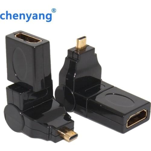 Newest Micro HDMI Male To HDMI Female 180/360 Degree Rotating 90 Right Angle Adapter Convertor Cable for Tablet
