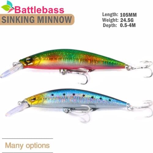 BATTLEBASS New Product 130mm 25.4g Heavy Minnow lure Laser Hard Professional Seawater Long casting lure Sinking Fishing Lure