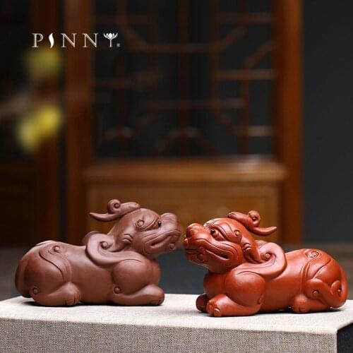 PINNY Purple Clay Cute Calf Tea Pet Ceramics Mascot Tea Pet Tea Ceremony Ornaments Home Decoration Accessories