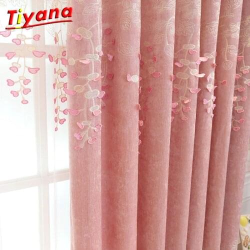 Pink Embroidery Lace Curtains Bedroom Drapes Window Valance Cortinas Salon Kids Curtains Decorative Items Living Room wp189 -40