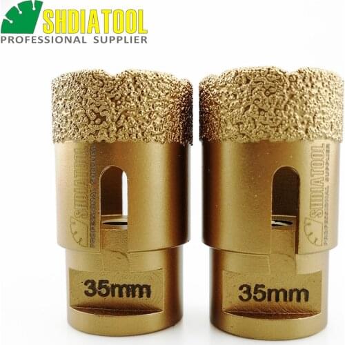 SHDIATOOL 2pcs 35mm M14 Vacuum Brazed Diamond Core Bit Professional Stone Drilling Bit Ceramic Tile Hole Saw Diamond Drill bit