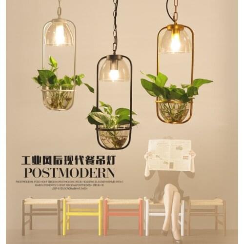 Nordic modern minimalist iron glass bottle Pendant light plante Restaurant Bar Cafe creative Macarons Pendant lamp Ming