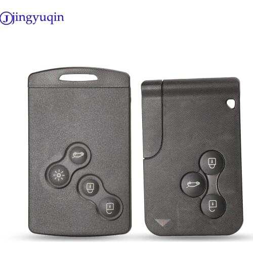 Jingyuqin 3 Button Smart Card For Renault Clio Logan Megane 2 3 Koleos Scenic Card Case Black Car Key Fob Shell With Small Key