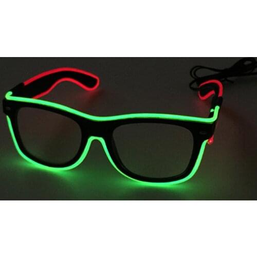 Two Color Combined EL wire Sound Activated Sunglasses Novelty Lighting LED Neon Strip Glasses for Carnival, Festival, Holiday
