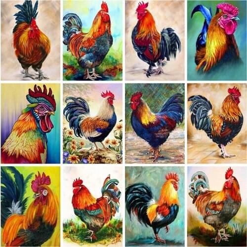 Modern Multicolored Chicken Animals Wall Art Canvas Painting Picture Poster and Print Gallery Living Room Home Decor