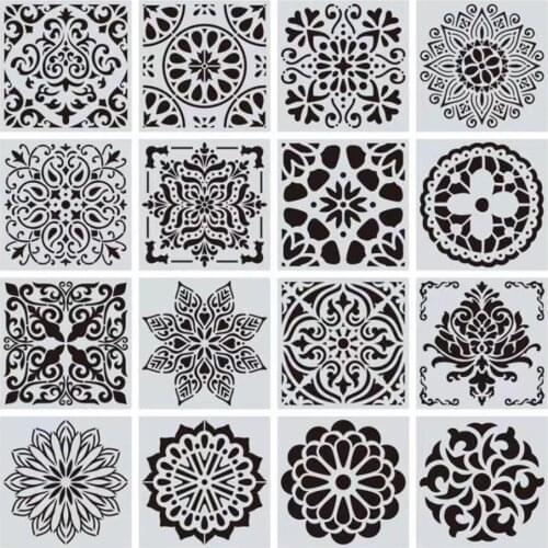 1pc 15*15 Mandala Stencils DIY drawing Laser cut template Wall Stencil Painting for DIY Wood Tiles Fabric Home Decoration