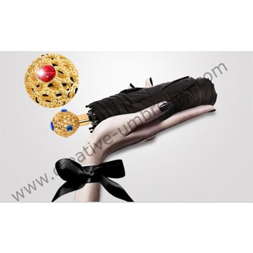 106cm 2 men fiberglass windproof 5 times black coating anti-UV Sapphire&ruby exquisite ball parasol pocket mini folding umbrella