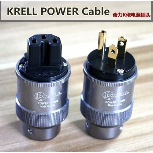 High Quality Krell Gold Plated US Power Plug Connector Power Cord Plug+IEC Female Connector Pair