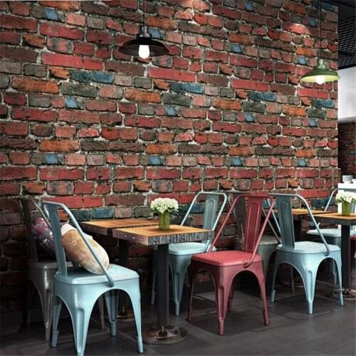WELLYU Retro nostalgic stereo imitation brick wallpaper cafe bar restaurant culture stone red brick wallpaper papel de parede