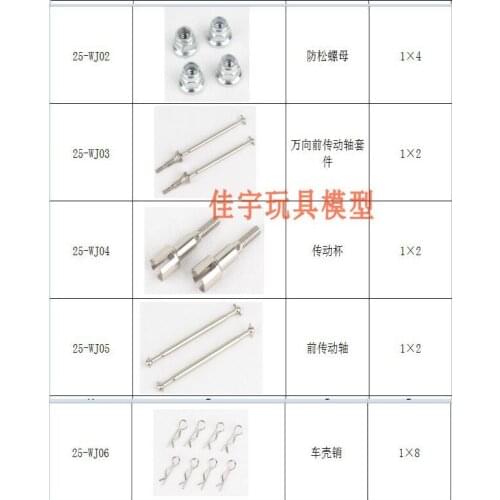 JYRC 9125 1/10 RC Car Spare Parts Complete parts 25-WJ01~25-DJ03 motor Drive shaft Drive cup ESC Remote controller Bearing Screw