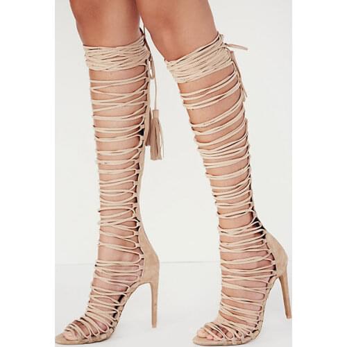 Moraima snc 2019 summer new high-heeled ankle cross straps cool boots Roman wind high tube large size ladies shoes