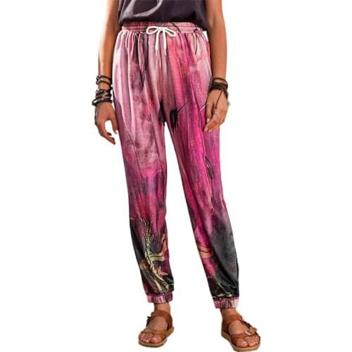 2021 New Autumn Women Pants Graffiti Printing Drawstring Trousers Elastic Waist Ankle Tied Pants Sports Sweatpants Streetwear