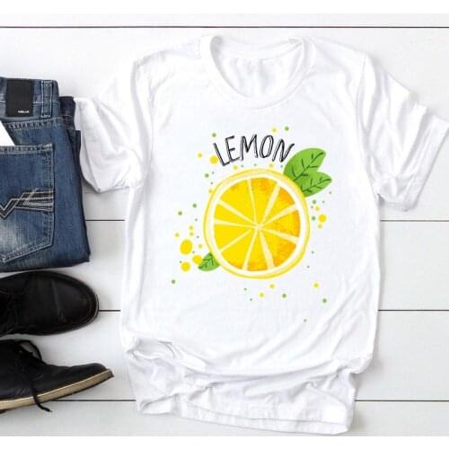 Women Ice Cream Floral Flower Lemon Fruit Fashion Cartoon Summer Graphic T Top Lady Print Tee Female Tshirts Clothes T-Shirt