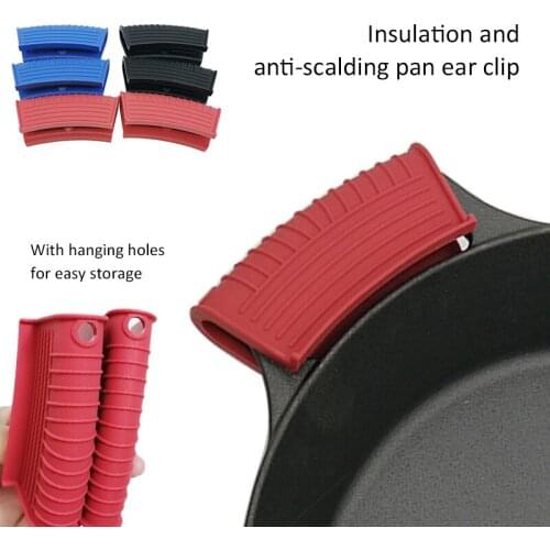 1pc Silicone Heat Resistant Cover Anti-skid Lid Holding Knob Pot Handle Grip Cookware Protective Cover Kitchen Pot Clip Supplies