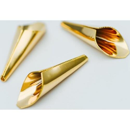 10pcs Gold Floral Bead Tassel Caps 22x7mm, Real Gold plated Brass Cap Ends (GB-626)