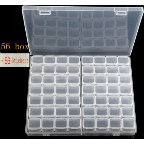 56 Slots Grids Storage Sticker Box Tool Diamond Painting Embroidery Accessories Bead Organizer Storage Case Container