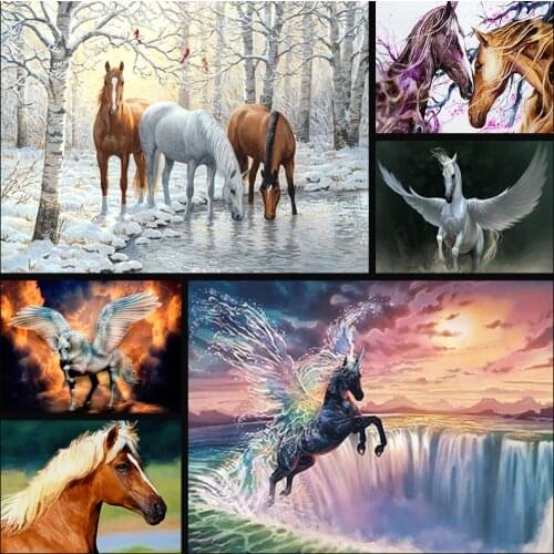 5d diy full diamond painting cross stitch animal horse 3D diamond embroidery artwork home decor kit