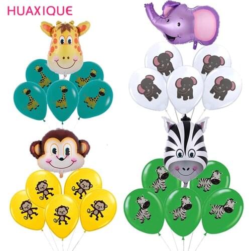 6pcs/lot Large Size Animal Head Foil Balloons Inflatable Air Balloon Happy Birthday Party Decor Kids Baby Shower Party Supplies