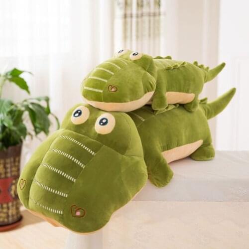 60/80cm Green Crocodile Plush Seat Cushion Small Size Cute Animals Doll Soft Cotton Back Cushion Kids Birthday Christmas Gift