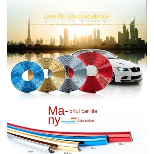 8 Meters Car Wheel Rim Sticker Wheel Decoration Auto Tire Rims Plated Strip Protection Decoration