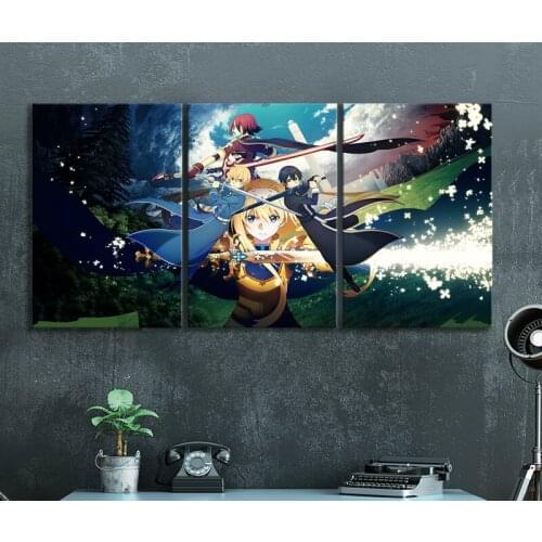Alice Kirito Eugeo Sword Art Online Alicization Animation Art HD Cartoon Wall Picture Canvas Paintings for Bedroom Wall Decor