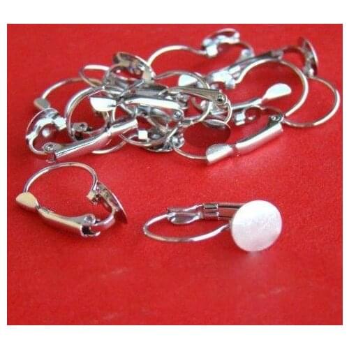 Free shipping!!! DIY jewelry-French earring base silver color 6mm pad earring findings EFH0006