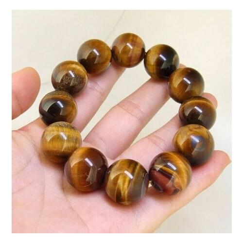 Luster 18mm Yellow Tigers Eye Stone Bracelet Brangle Gemstone Bead Stretch AAA