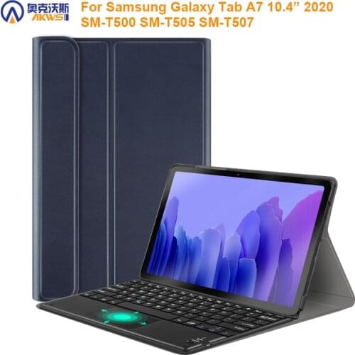 Mousepad Keyboard Case for Samsung Galaxy Tab A7 2020,SM T500 T505 10.4 Stand Leather Cover with Wireless Touch Pad Keyboard
