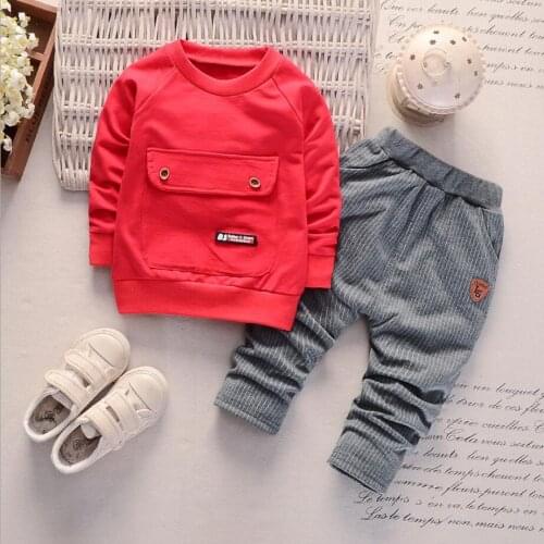 Childrens Clothes 2020 Autumn Boys Long-Sleeved O-Neck Clothes 1 2 3 4 Years Old Baby Big Bag T-Shirts and Pants 2 Pcs Sets