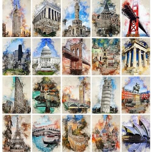 HUACAN 5d Diamond Painting New Arrivals Landscape City Rhinestones Diamond Embroidery Building Mosaic Wall Decor