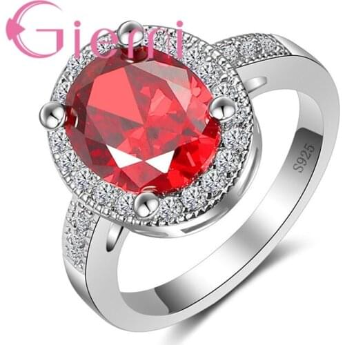 And Cubic Zirconia Accessories Red Round Crystal Stone Ring for Women Anniversary Accessories