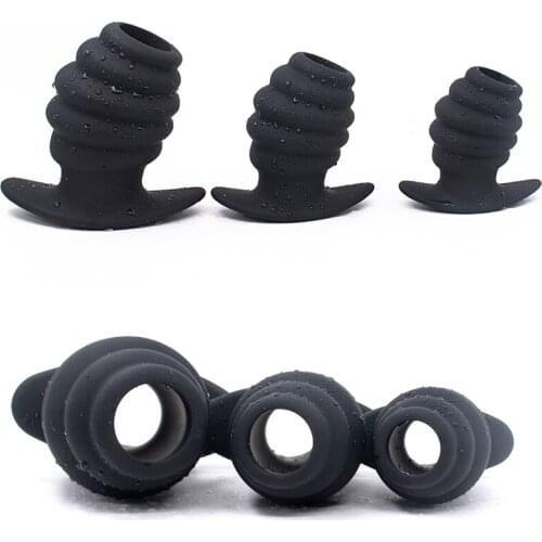 Toys for adults hollow anal plug dildo butt plug silicone vaginal speculum anal dilator enema prostate massager anus expander