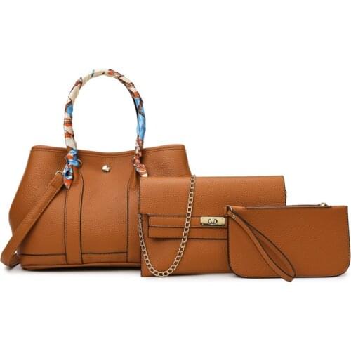 High Quality Women Pu Leather Handbags Large Capacity 3 Pieces Set Shoulder Messenger Bags Designer Ladies Tote Crossbody Bag